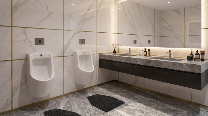 Hotel restroom toilet mat application